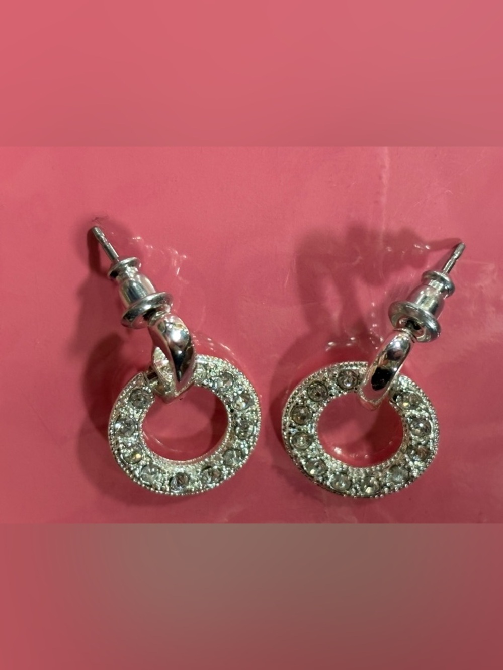 Silver Crystal Hoop Drop Earrings - Women Jewelry